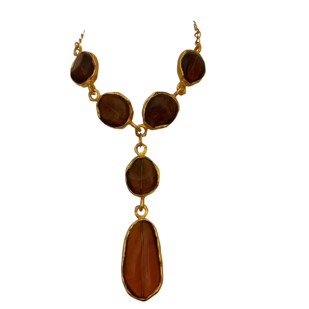 Elegant Gold and Brown Necklace
